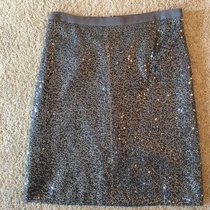 J. Crew silver grey sequin skirt